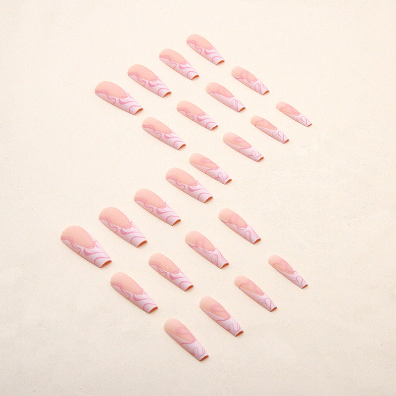 Frosted Heart Fake Nails