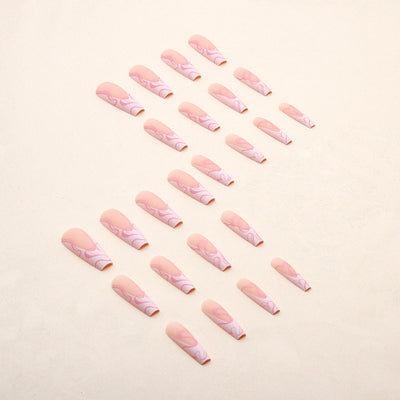 Frosted Heart Fake Nails