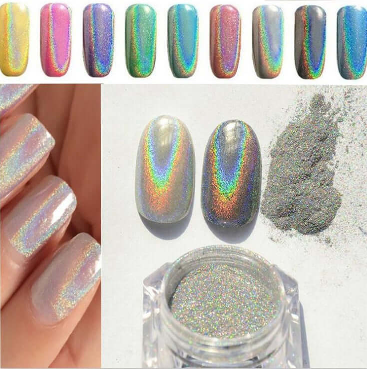 Shimmering Holographic Nail Art Powder