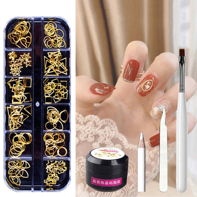 Metal Rivets & Rhinestone Nail Decor Box