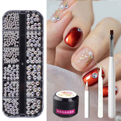 Metal Rivets & Rhinestone Nail Decor Box