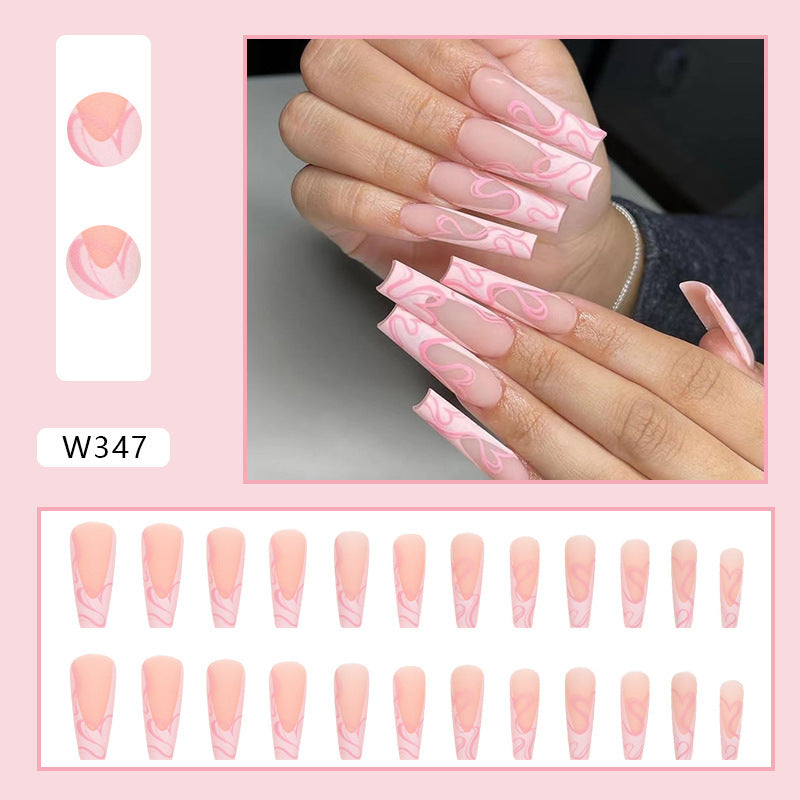 Frosted Heart Fake Nails