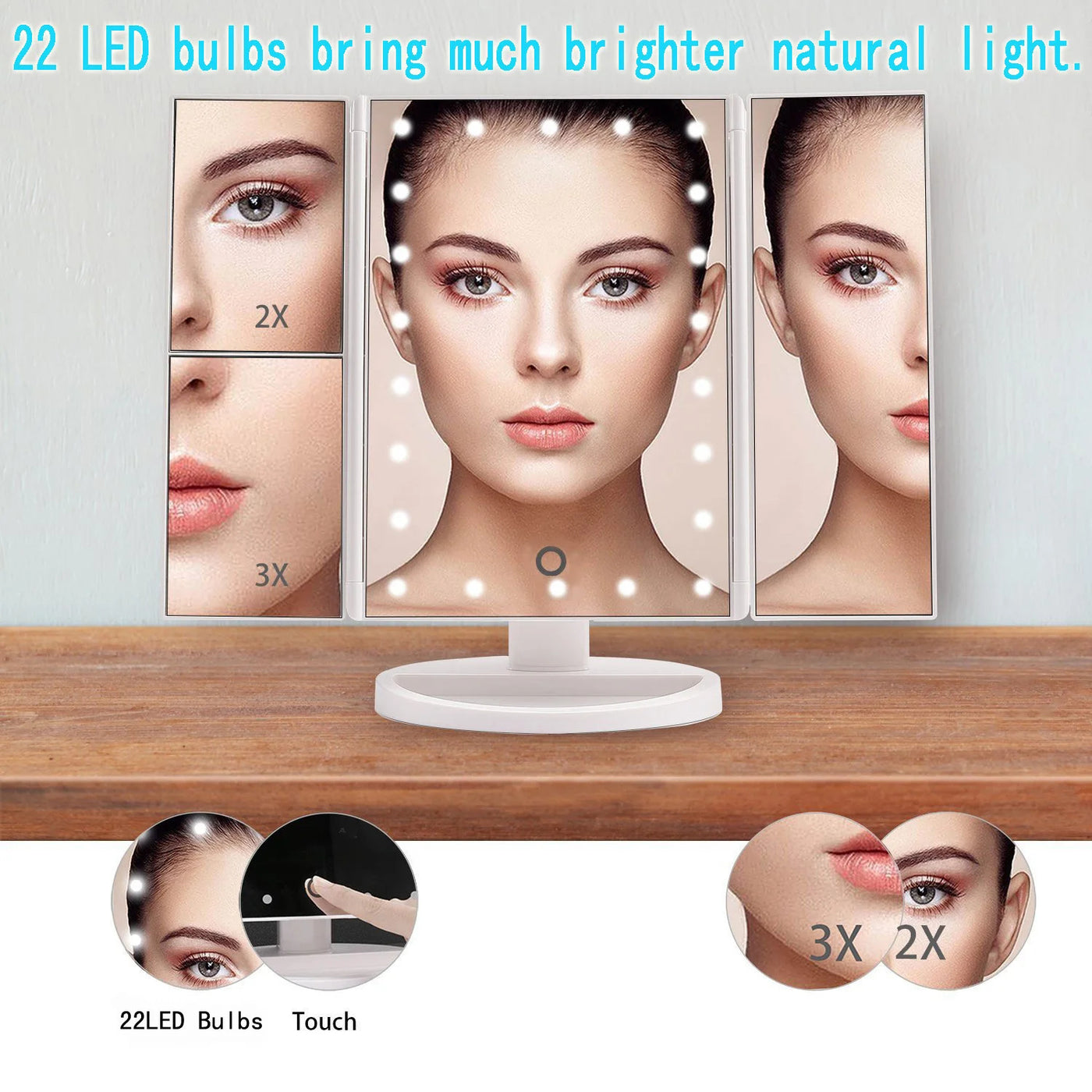 Portable Foldable LED Light Vanity Mirror