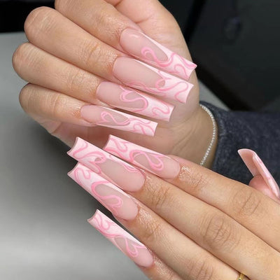 Frosted Heart Fake Nails