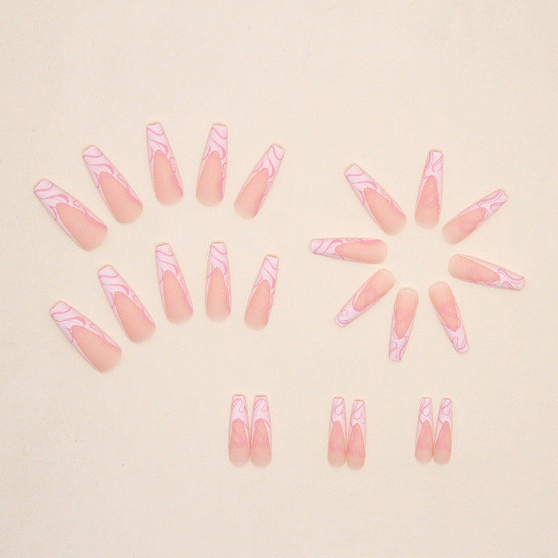Frosted Heart Fake Nails