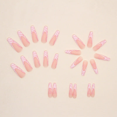 Frosted Heart Fake Nails