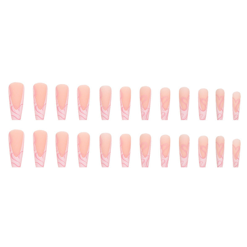 Frosted Heart Fake Nails