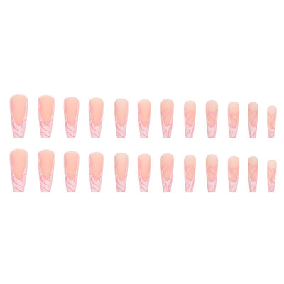 Frosted Heart Fake Nails